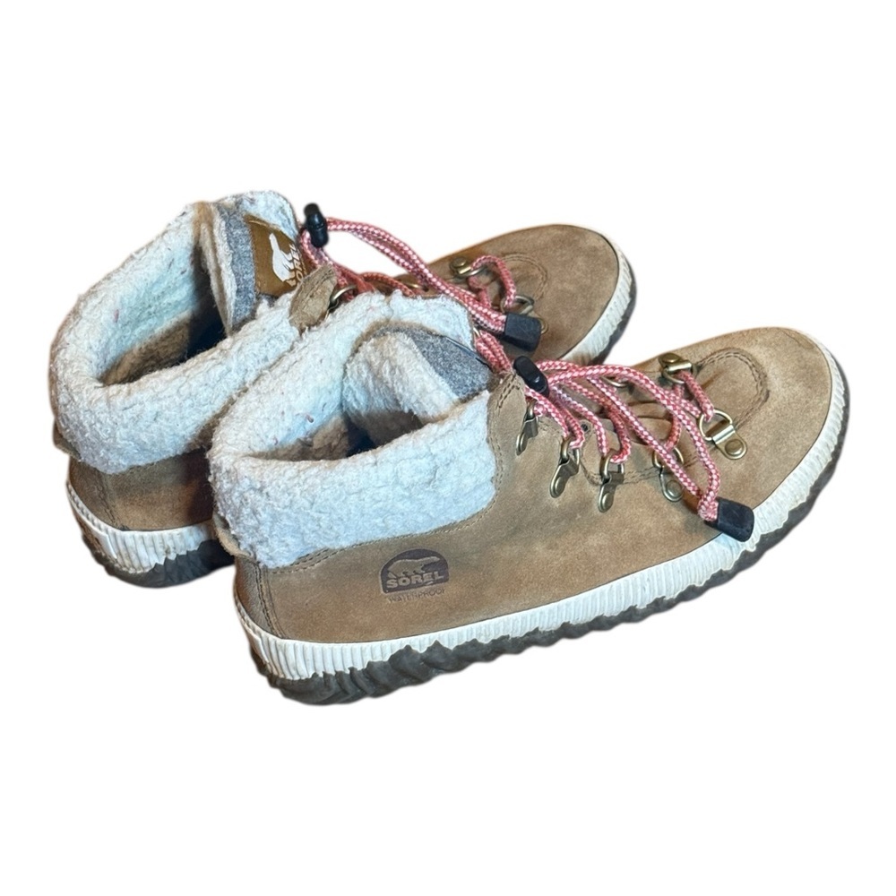 SOREL Out N About Plus Conquest Waterproof Ankle Boots Tan Suede Shearling 5 - Picture 4 of 8